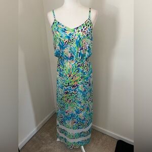 Lilly Pulitzer Sea Soiree Maxi Dress Size Small Colorful Print